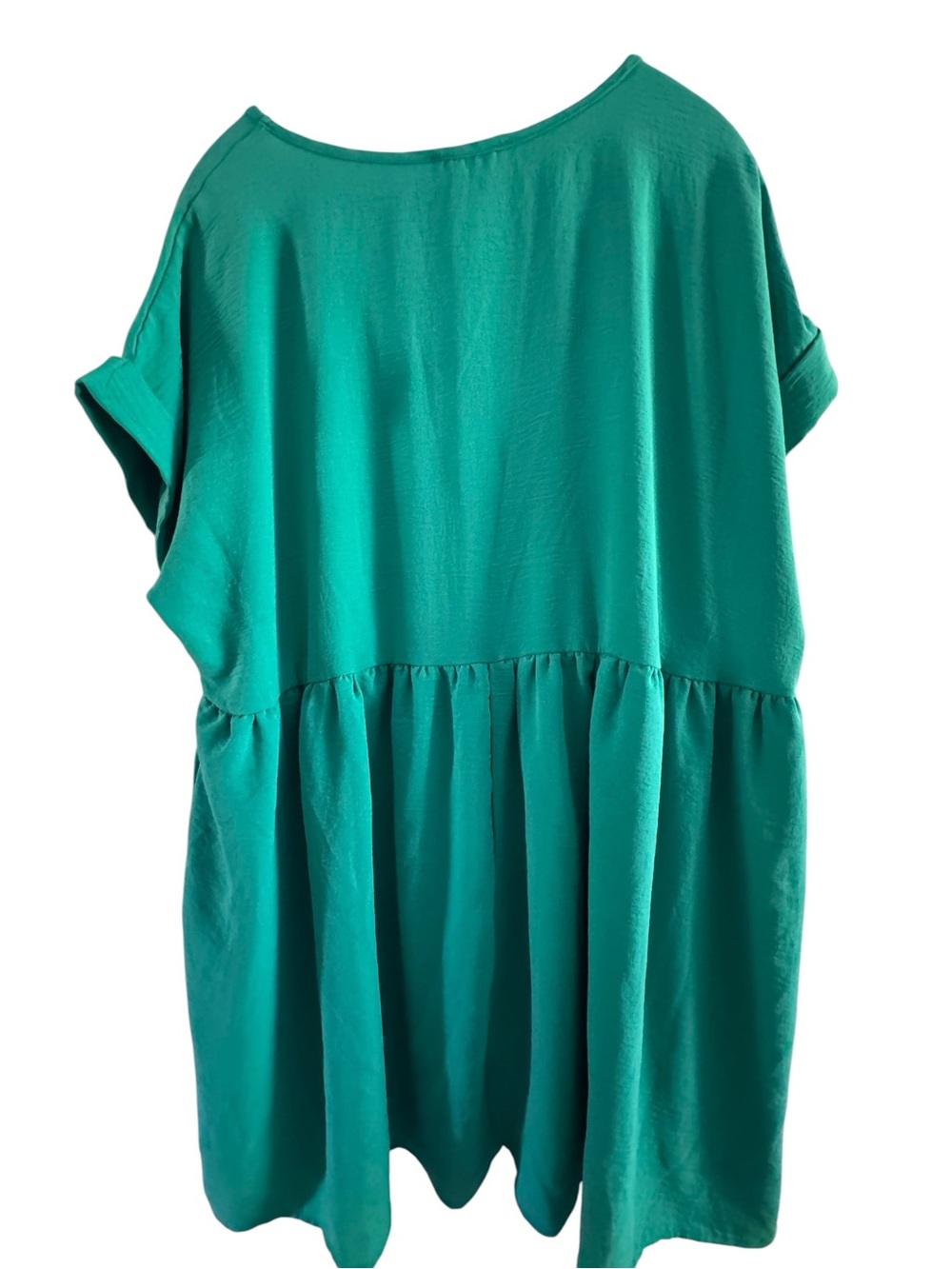 Entro XL Emerald Green Babydoll Tunic Top V-Neck Short Sleeve Boho Summer Top - Picture 9 of 12